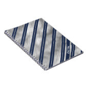 Blauwe en Grijze Glanzende Strepen Notitieboek (Rechterzijde)