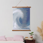 Blauwe en grijze golf met religieus Bijbels gedich Hangend Wandkleed (Slaapkamer)