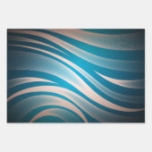 Blauwe en grijze golvende strepen inpakpapier vel (Voorkant 2)