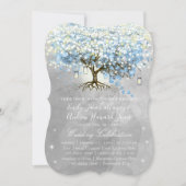 Blauwe en grijze haren bladerbomen Boho Wedding Kaart (Voorkant)