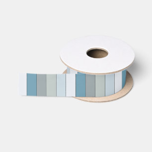 Blauwe en grijze kleurstrepen op Waterverf papier Satijnen Lint