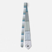 Blauwe en grijze kleurstrepen op Waterverf papier Stropdas (Achterkant)