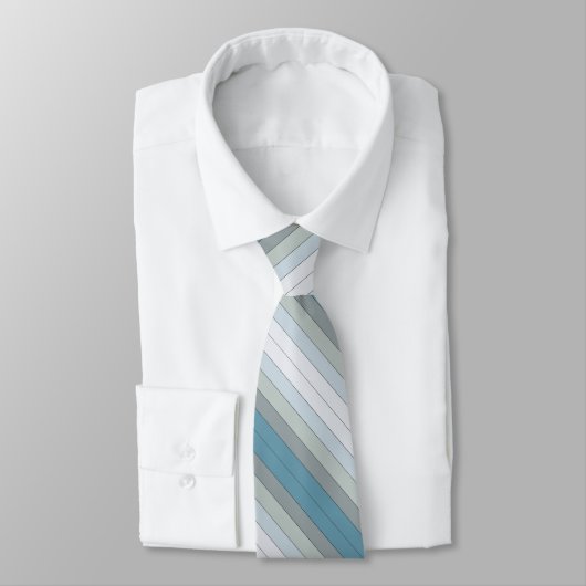 Blauwe en grijze kleurstrepen op Waterverf papier Stropdas (Gebonden)
