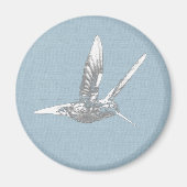 Blauwe en grijze kolibrie magneet (Voorkant)