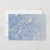 Blauwe en grijze marmer-monogramed RSVP-kaart RSVP Kaartje (Achterkant)