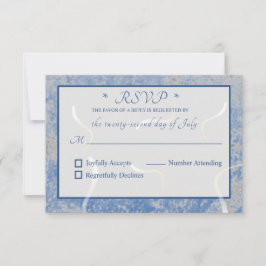 Blauwe en grijze marmer-monogramed RSVP-kaart RSVP Kaartje