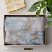 Blauwe en grijze marmeren steen en bruine glitter tissuepapier (Geschenk)