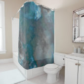 Blauwe en grijze Marmeren Textuur Douchegordijn (In situ)