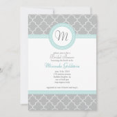 Blauwe en grijze monogram - Uitnodiging (Voorkant)