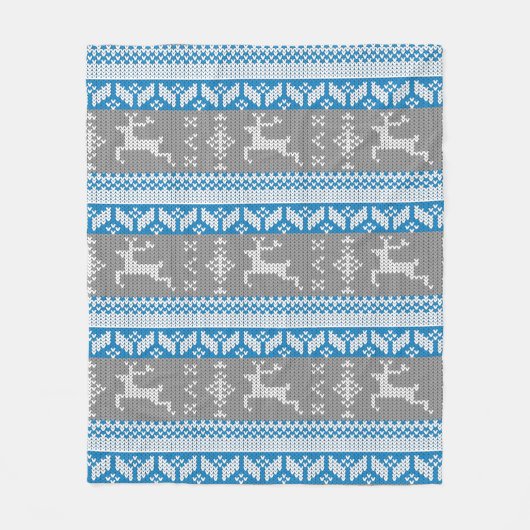 Blauwe en grijze Noorse alpiene kerstman Fleece Deken (Voorkant)