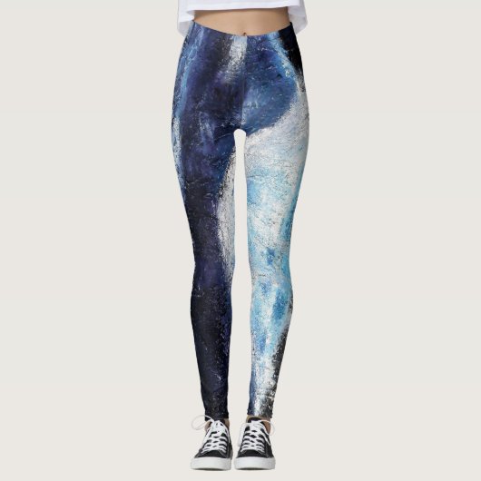 Blauwe en grijze oceaanzonnesode leggings (Voorkant)