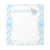 Blauwe en grijze olifant | Baby shower 2 - Advies Notitieblok (Voorkant)