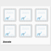 Blauwe en Grijze Olifant Baby shower Favor Treat Vierkante Sticker (Vel)