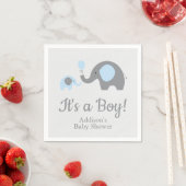 Blauwe en Grijze Olifant Baby shower Servetten (Insitu)