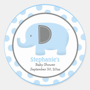 Blauwe en grijze olifant Ronde sticker