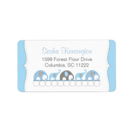 Blauwe en Grijze Olifanten Baby Jongensdouche Etiket