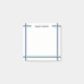 Blauwe en grijze overlappende strepen Naam toevoeg Post-it® Notes (Voorkant)