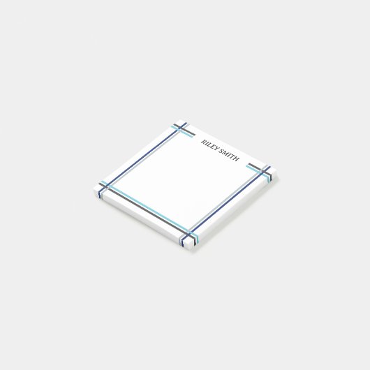 Blauwe en grijze overlappende strepen Naam toevoeg Post-it® Notes (Schuin)