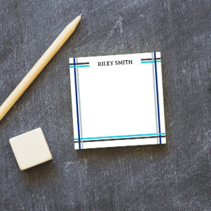 Blauwe en grijze overlappende strepen Naam toevoeg Post-it® Notes