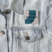 Blauwe en grijze pharen Homeschool Vierkante Button 5,1 Cm (In situ)