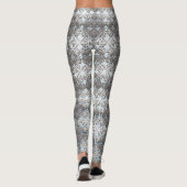 Blauwe en Grijze Polka Dots Pattern Leggings (Achterkant)