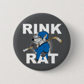 Blauwe en grijze Rat Hockey Player Flare Button (Voorkant)