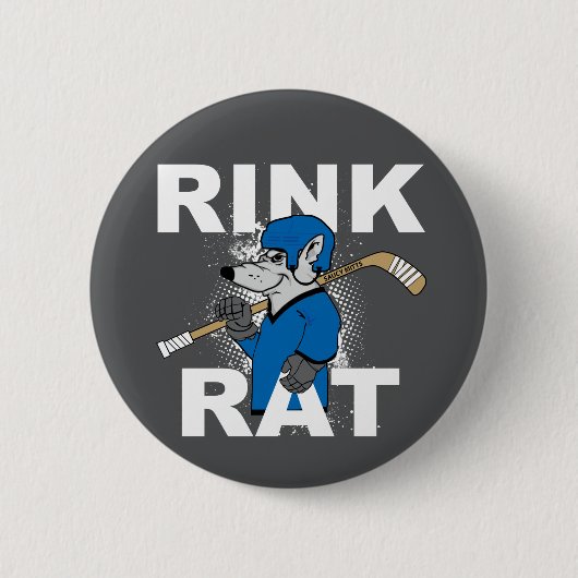 Blauwe en grijze Rat Hockey Player Flare Button (Voorkant)
