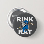 Blauwe en grijze Rat Hockey Player Flare Button (Voorkant /achterkant)