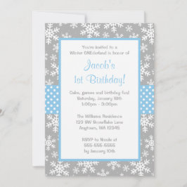 Blauwe en grijze sneeuwvlokken Winter Onederland Kaart