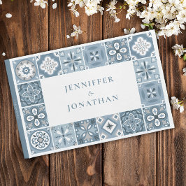 Blauwe en grijze Spaanse tegels Gastenboek