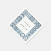 Blauwe en grijze spaanse tegels servet (Hoek)