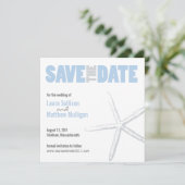 Blauwe en grijze Starfish Wedding Save the Date (Staand voorkant)