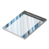 Blauwe en grijze strepen + aangepaste naam Notitie Notitieblok (Linkerzijde)