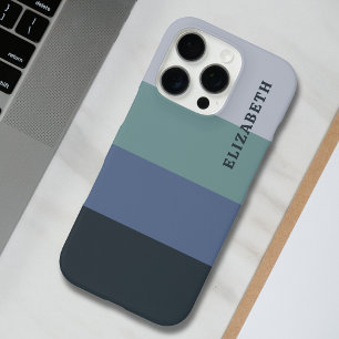 Blauwe en grijze strepen patroon iPhone 16 pro hoesje