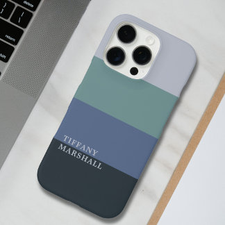 Blauwe en grijze strepen patroon iPhone 16 pro hoesje