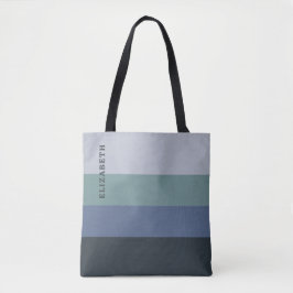 Blauwe en grijze strepen patroon tote bag
