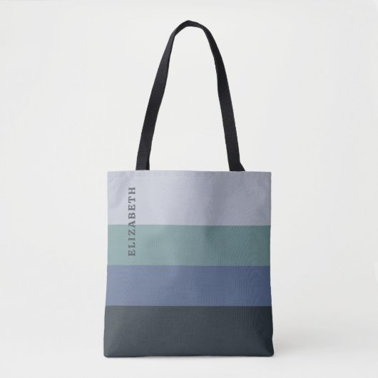 Blauwe en grijze strepen patroon tote bag (Voorkant)