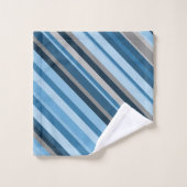 Blauwe en grijze stripeset bad handdoek (Wasdoekje)