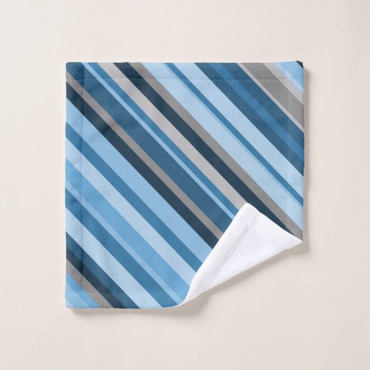 Blauwe en grijze stripeset bad handdoek (Wasdoekje)