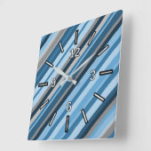 Blauwe en grijze StripesSquare klok (Hoek)