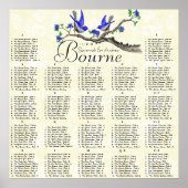 Blauwe en grijze  vogelopvangkaart poster (Voorkant)