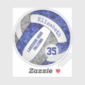blauwe en grijze volleybal w school mascot name sticker (Vel)