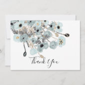 Blauwe en grijze Waterverf Bedankkaart (Voorkant)