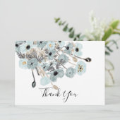 Blauwe en grijze Waterverf Bedankkaart (Staand voorkant)