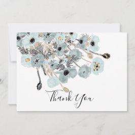 Blauwe en grijze Waterverf Bedankkaart