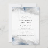 Blauwe en grijze Waterverf bruiloft Kaart (Voorkant)