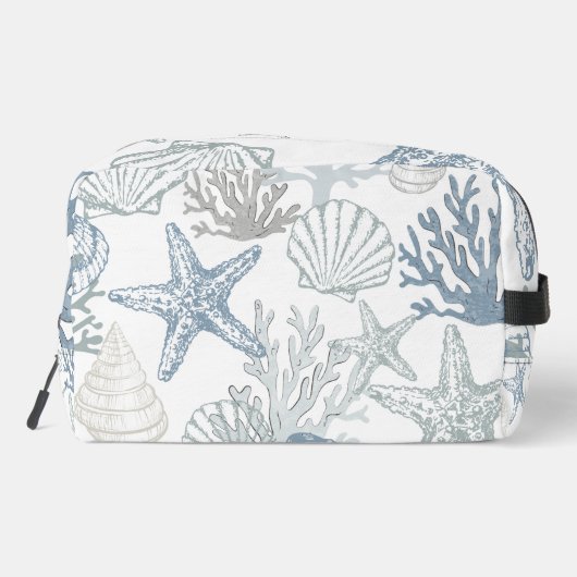 Blauwe en grijze zeester Seashell Beachy Design Toilettasje (Achterkant)