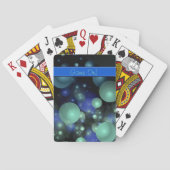 Blauwe en groene 3D-belletjes boven zwart, speciaa Pokerkaarten (Achterkant)