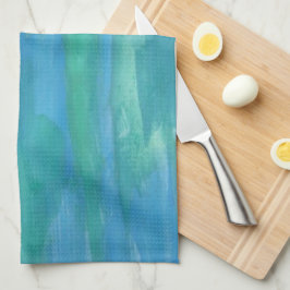 Blauwe en groene aardtoononen theedoek