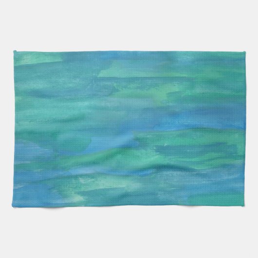 Blauwe en groene aardtoononen theedoek (Horizontaal)